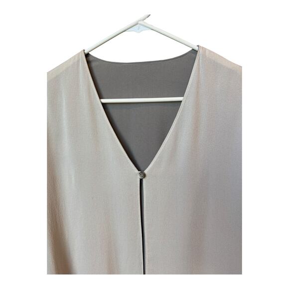 Talbots Pure Silk Reversable grey silver one button close top-jacket size large - Picture 4 of 13